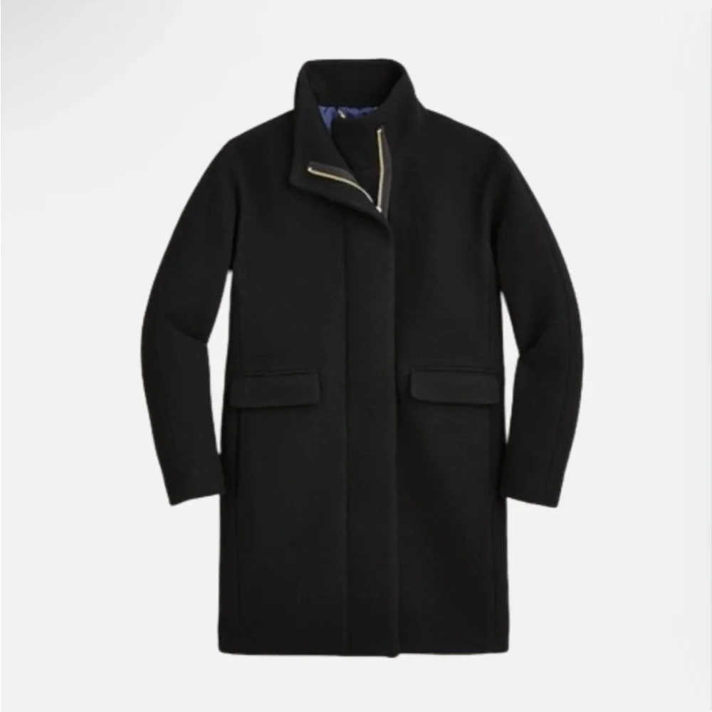 J. Crew Italian Stadium Cloth by Nello Gori Cocoon Black Wool Coat Jacket